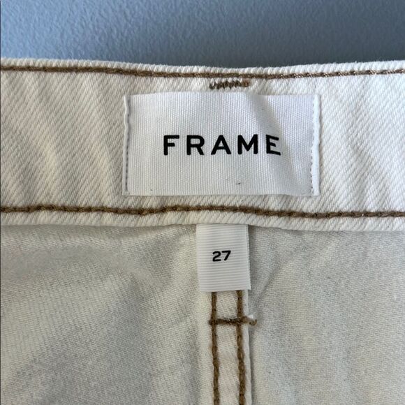 Frame Denim Le Slouch Bermuda Jean Shorts Ecru Size 27 - Picture 4 of 13